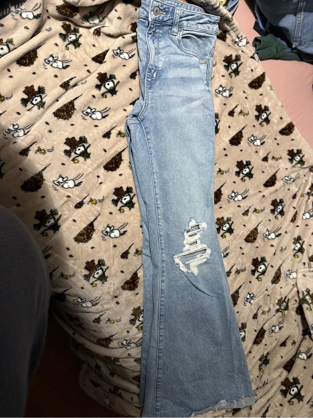 American Eagle Outfitters Light Blue Distressed High-Waisted Flare Jeans